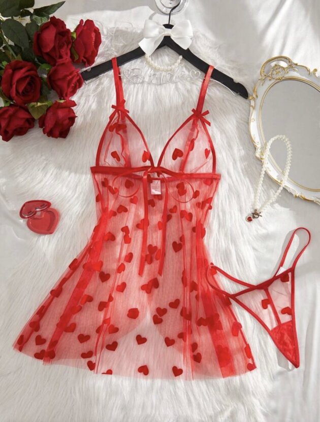 women's floral mesh robe lingerie set with front tie bow.