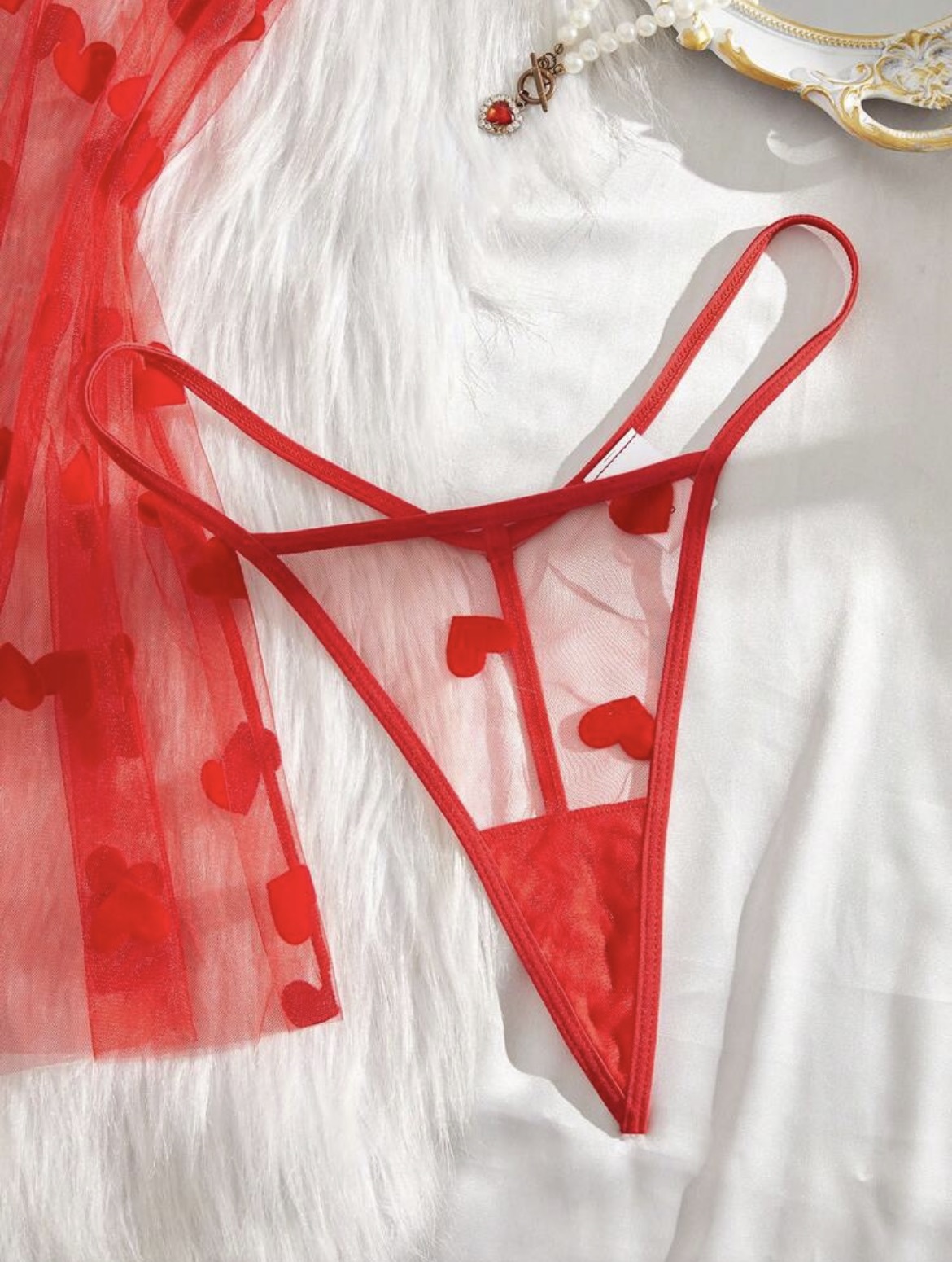 women's floral mesh robe lingerie set with front tie bow.