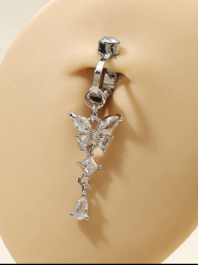 Clip On Non Piercing Navel Jewelry Butterfly