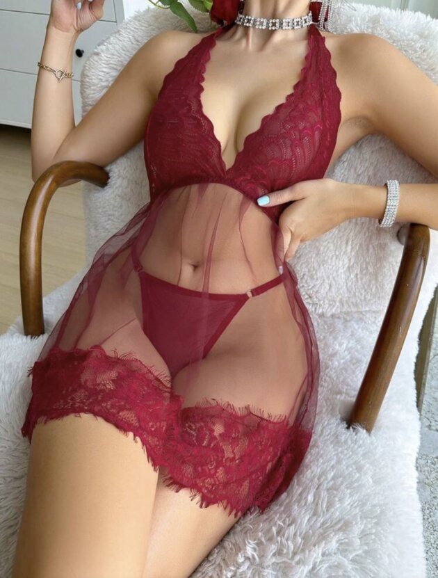 Babydoll Chemise with See-Through Mesh
