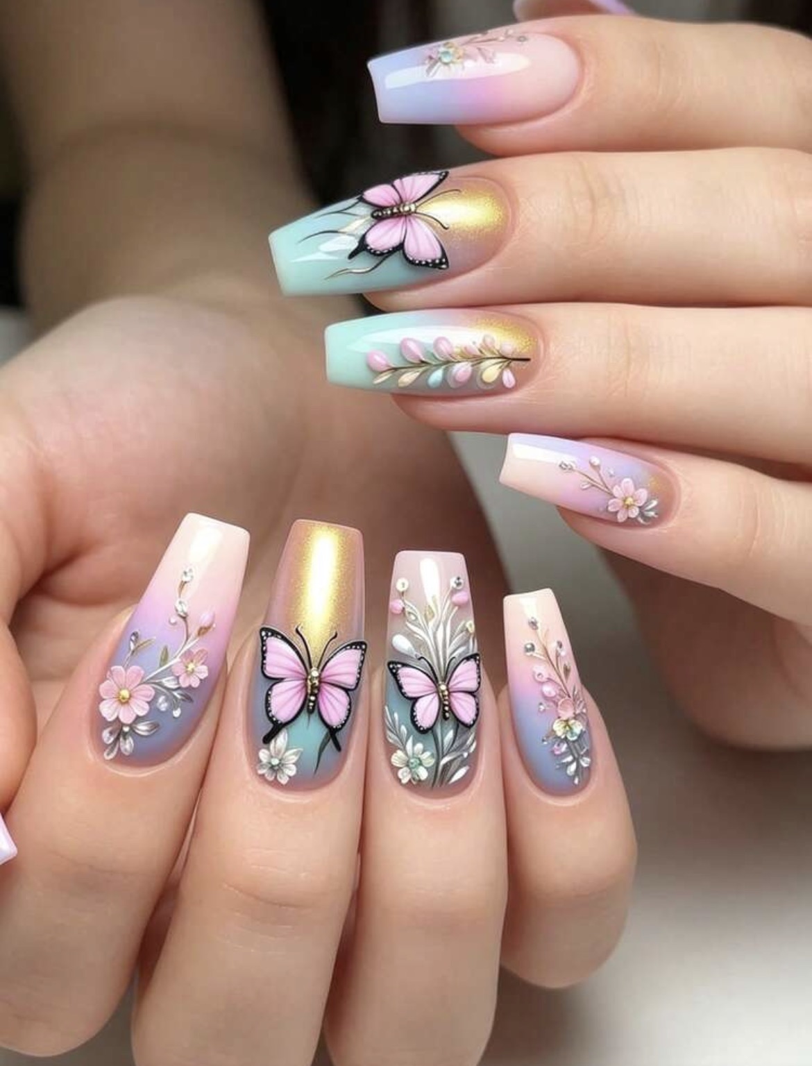 24PCS Summer Ballet Tie-Dye Press-On Nails - Image 2