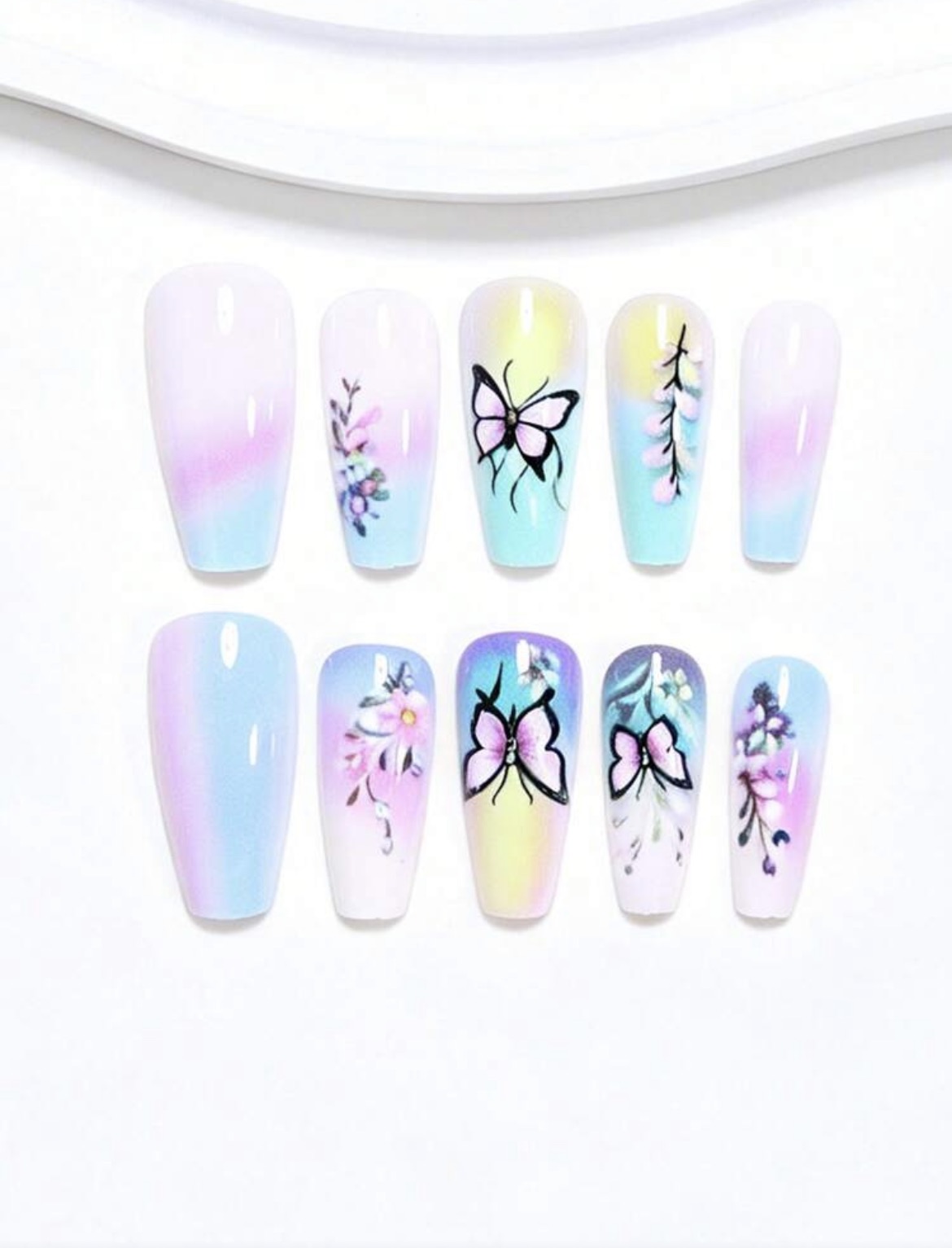 24PCS Fashion Press-On Nail Set 24PCS Summer Glossy Press-On Nails