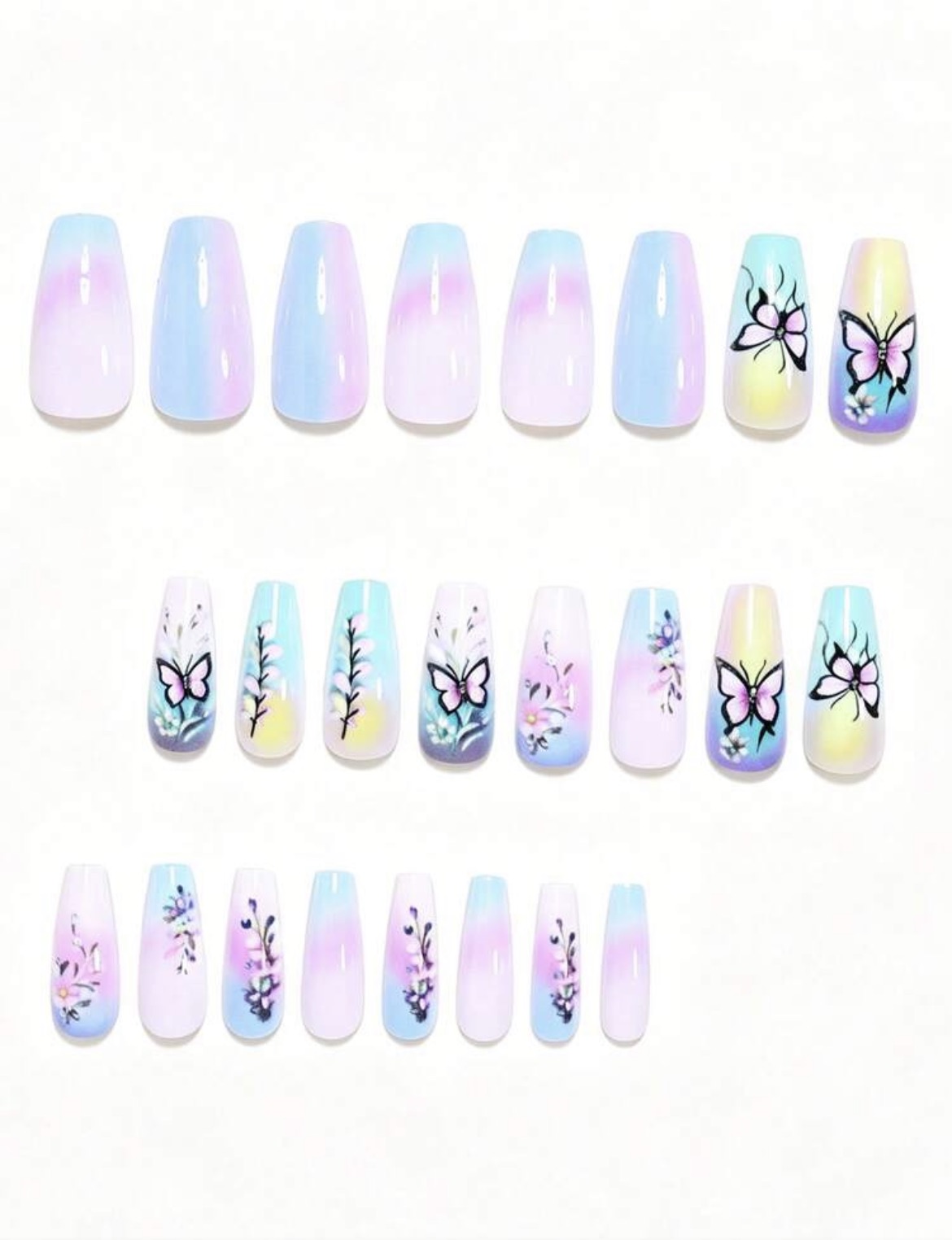 24PCS Summer Ballet Tie-Dye Press-On Nails - Image 3
