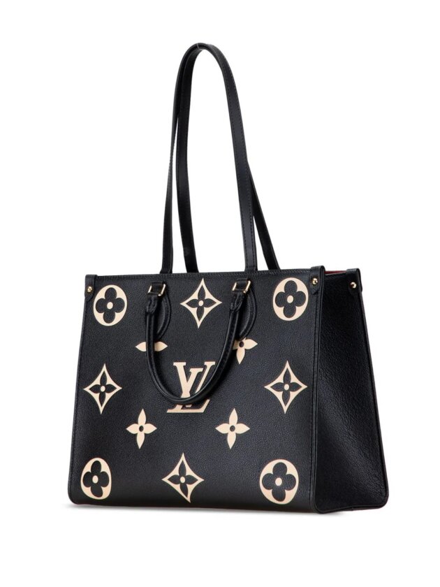 Louis Vuitton Neverfull MM Brown Monogram Canvas Tote Bag with Natural Leather Handles and Gold Hardware