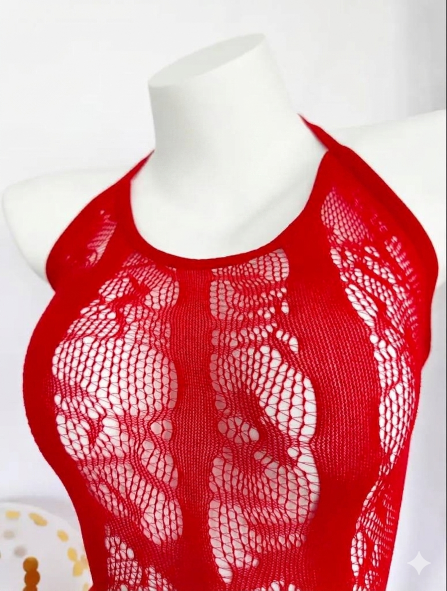 Semi-sheer Fishnet Hot Jacquard Jumpsuit - Image 2